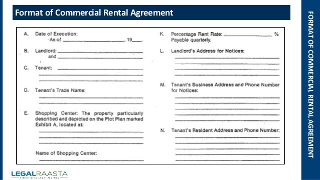 Commercial Rental Agreement  Format  Template  Legalraasta