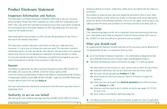 Strata Insurance Policy Example Chu Commercial Strata Pds _ Strata Insurance – FUBJV