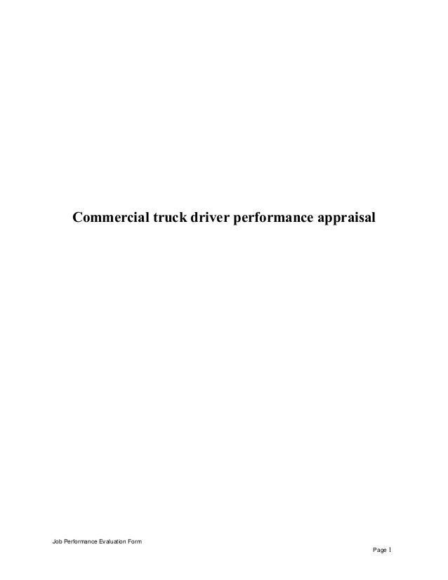 commercial truck driver performance appraisal commercial truck driver job description