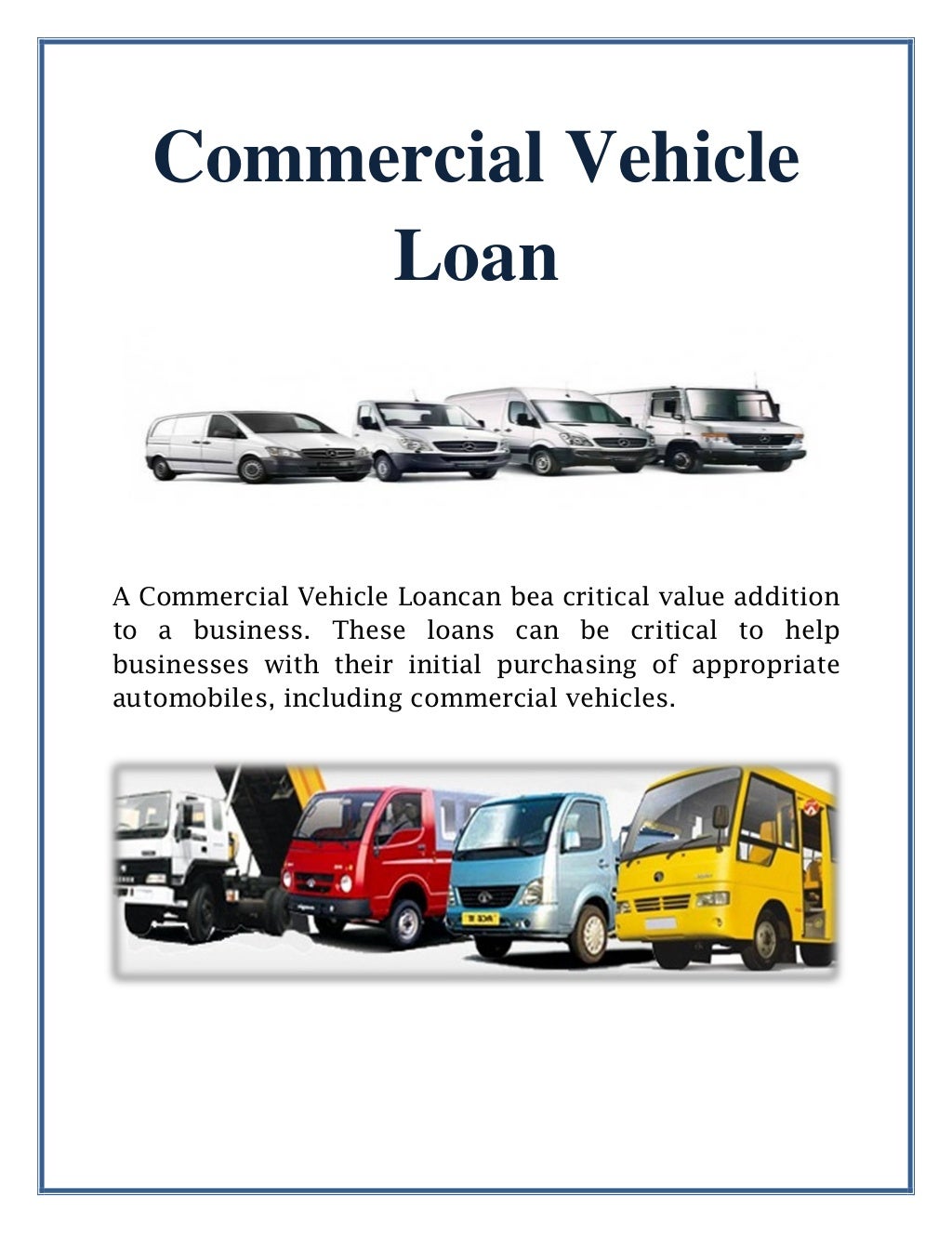 Commercial vehicle loan