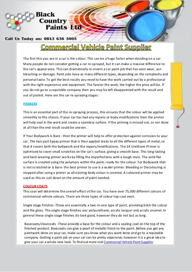 Commercial vehicle paint supplier