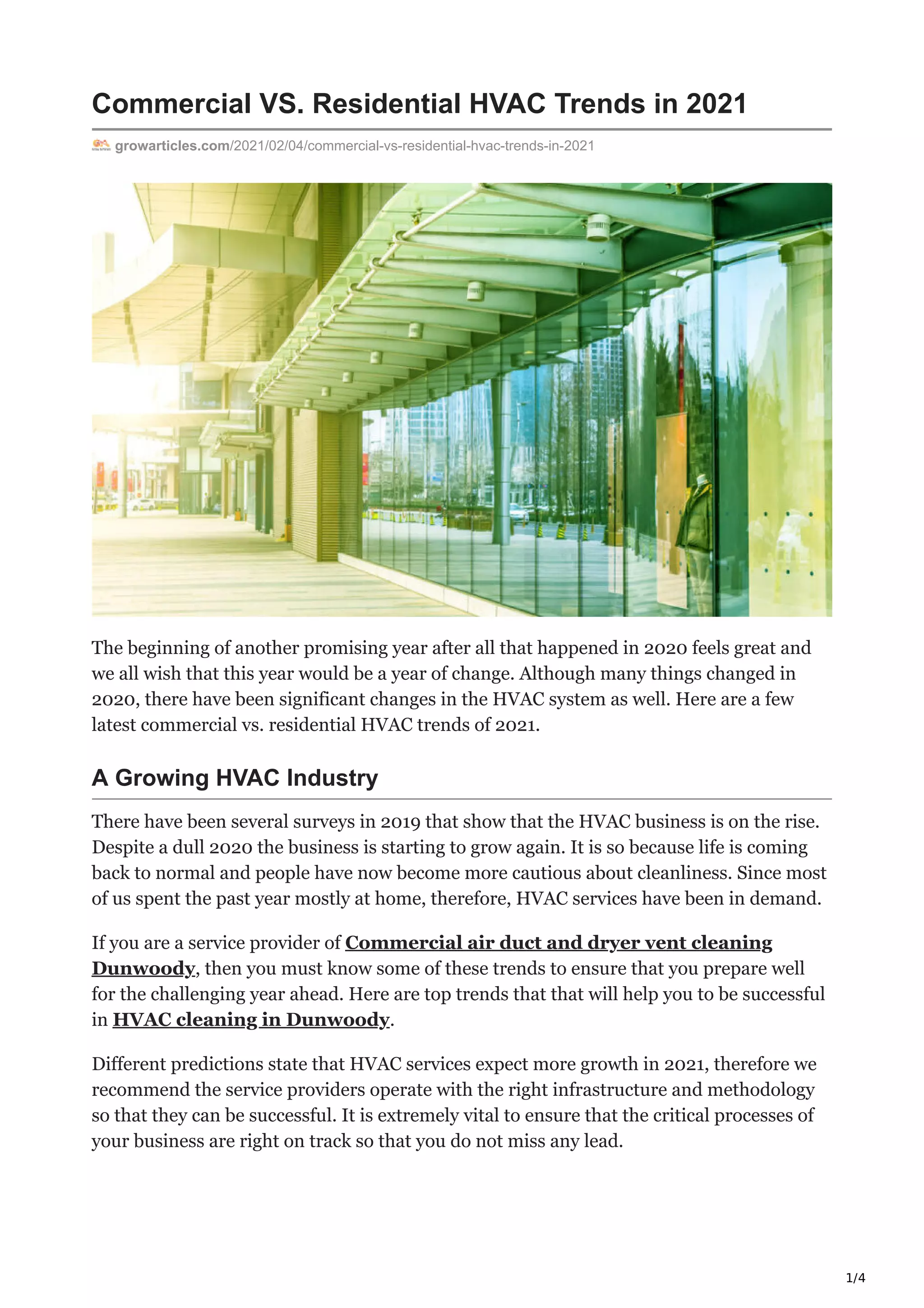 Commercial vs residential hvac trends in 2021 PDF