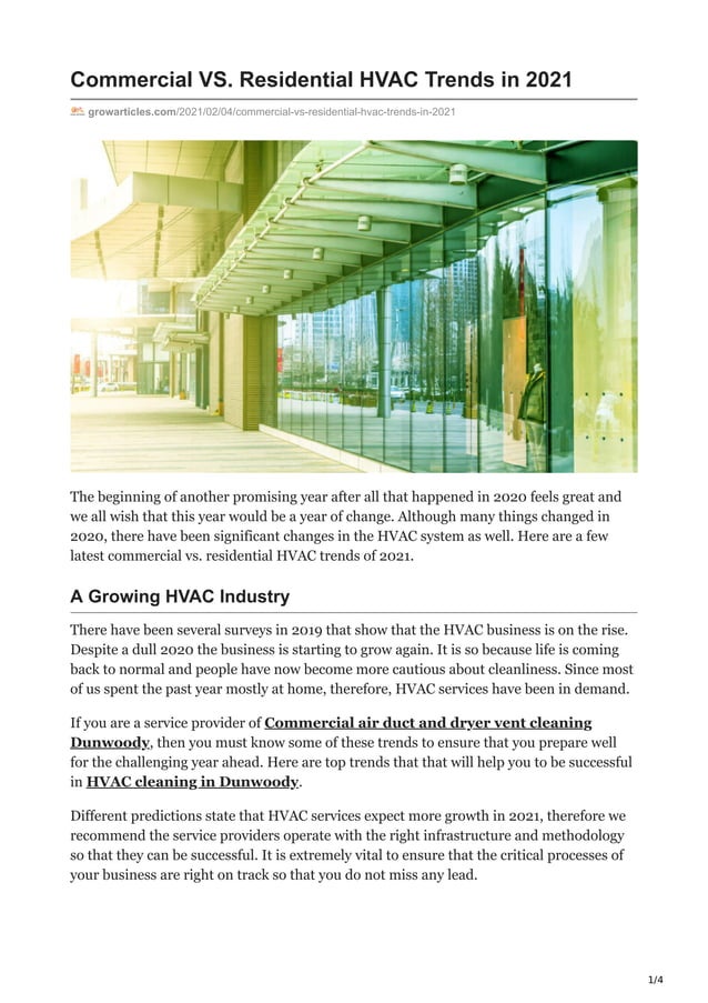 Commercial vs residential hvac trends in 2021 PDF