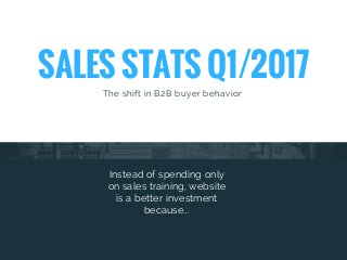 SALES STATS Q1/2017
The shift in B2B buyer behavior 
Instead of spending only
on sales training, website
is a better investment
because...
 