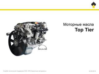 Моторные масла
Top Tier
22.05.2014Служба технической поддержки ООО «РН-Смазочные материалы»
 