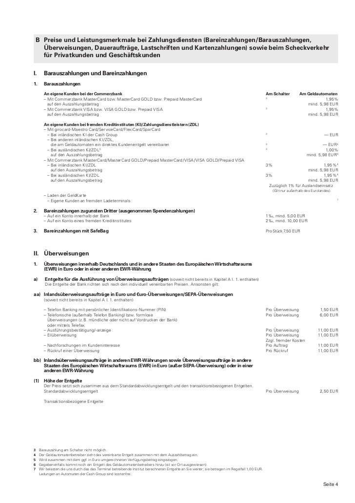 Commerzbank Preis Und Leistungsverzeichnis R4