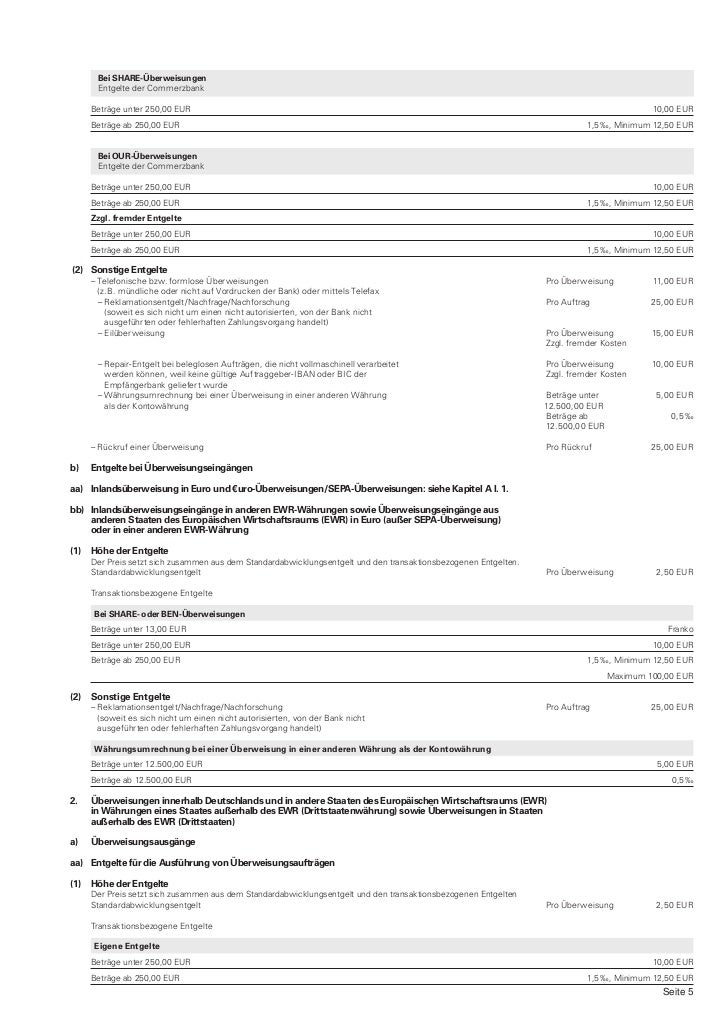 Commerzbank Preis Und Leistungsverzeichnis R4