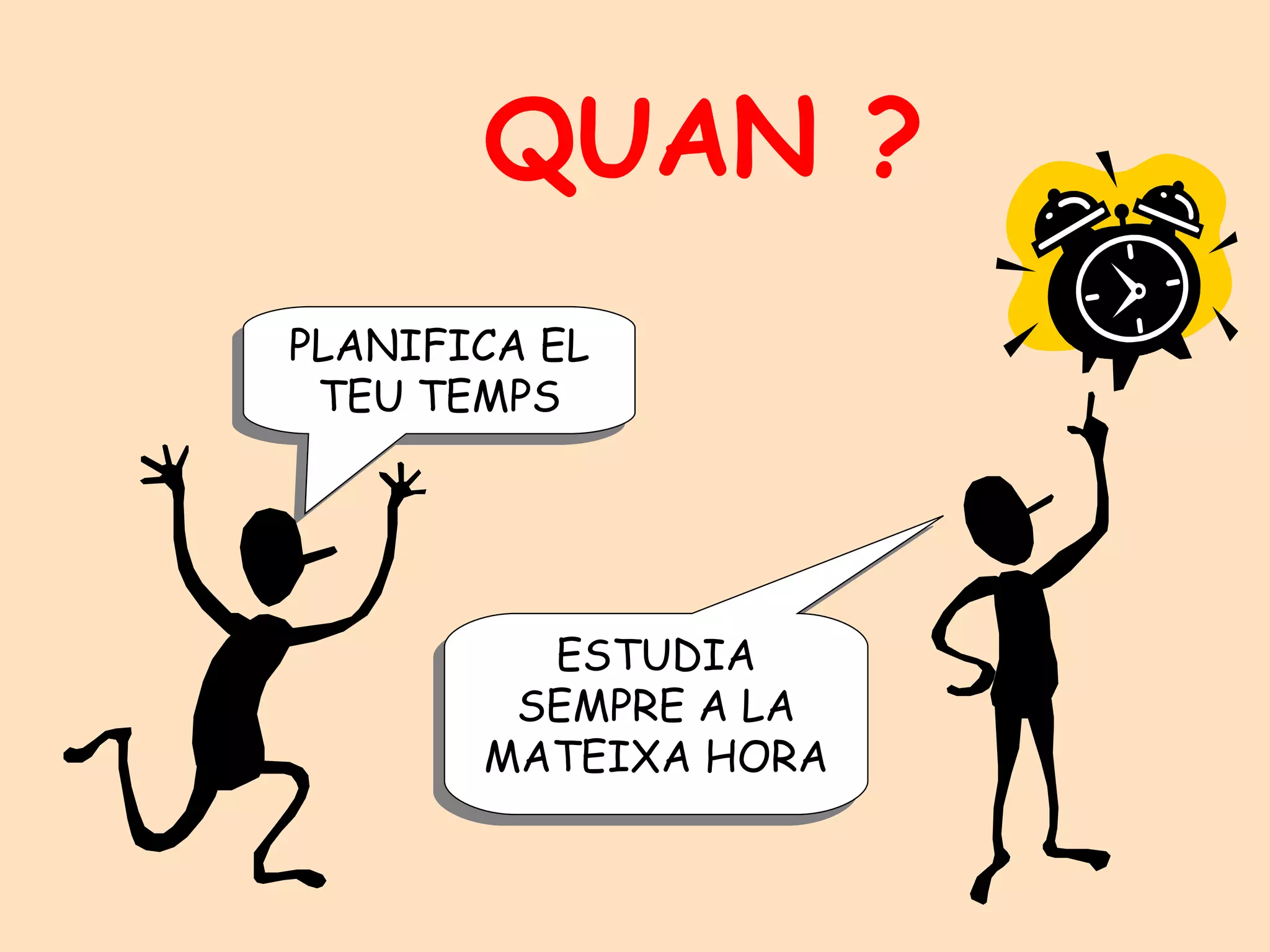 QUAN   ? PLANIFICA EL TEU TEMPS ESTUDIA SEMPRE A LA MATEIXA HORA 