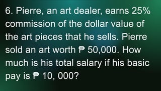 Commission word problem for Grade 6 Learners | PPTX