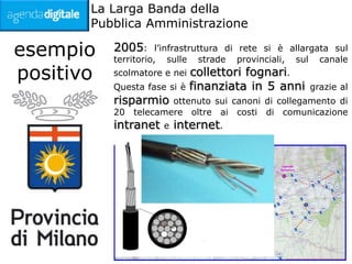 La Larga Banda della
       Pubblica Amministrazione

esempio    2005:      l’infrastruttura di rete si è allargata sul
  ...
