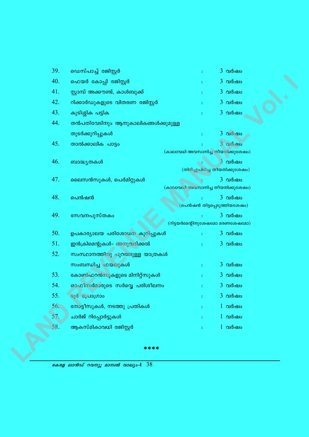KERALA LAND REVENUE COMMISSIONERATE MANUAL Vol I of Kerala Land