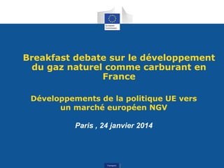 Breakfast debate sur le développement
du gaz naturel comme carburant en
France
Développements de la politique UE vers
un marché européen NGV
Paris , 24 janvier 2014

Transport
Transport

 