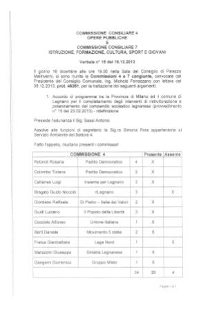 Commissioni congiunte 7+4 verbale n15 del 16 12 2013