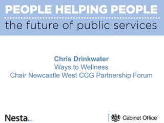 Chris Drinkwater 
Ways to Wellness 
Chair Newcastle West CCG Partnership Forum  