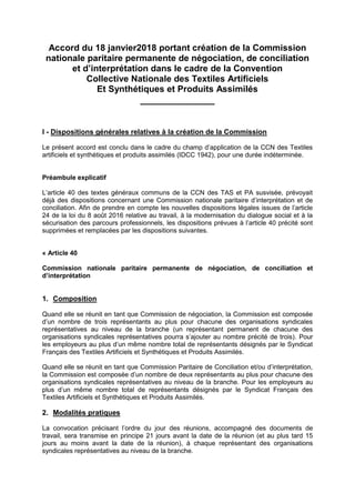 Accord du 18 janvier2018 portant création de la Commission
nationale paritaire permanente de négociation, de conciliation
...