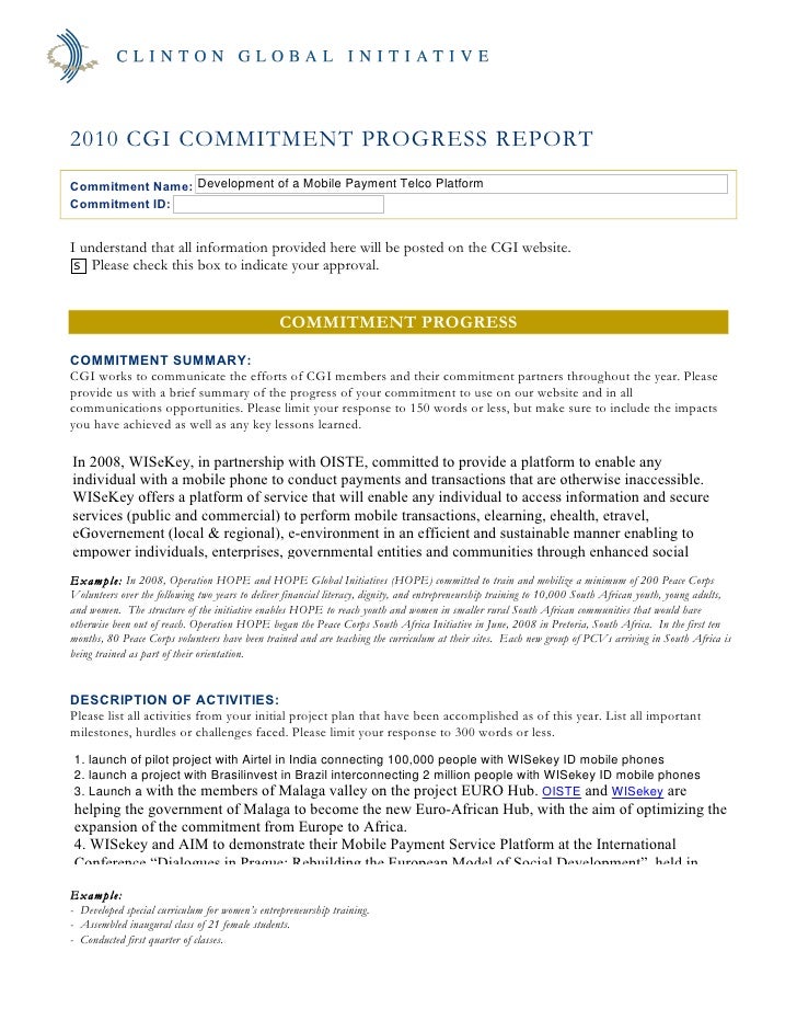 wisekey global clinton initiative commitment status report commitment report