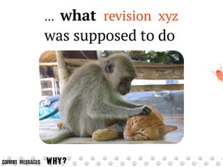 …

what revision xyz

was supposed to do

Commit Messages

Why?

 