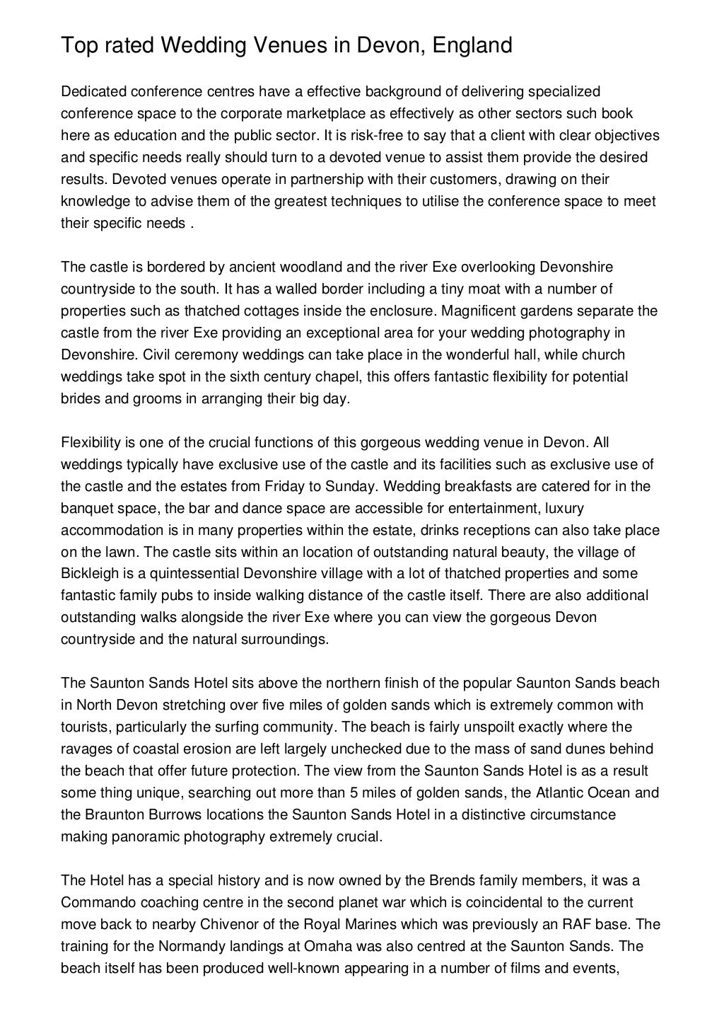 Top rated Wedding Venues in Devon, England