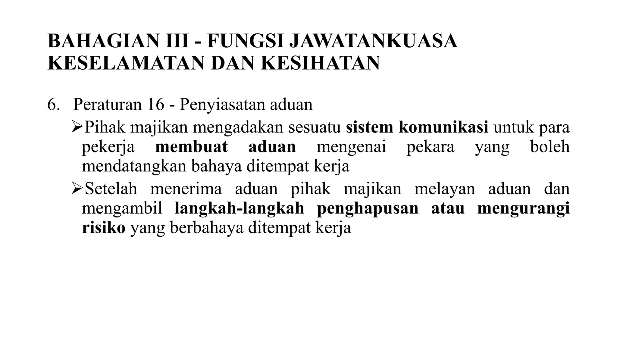 SAFETY HEALTH COMMITTEE IN WORKPLACE JKKP 1996 PPT