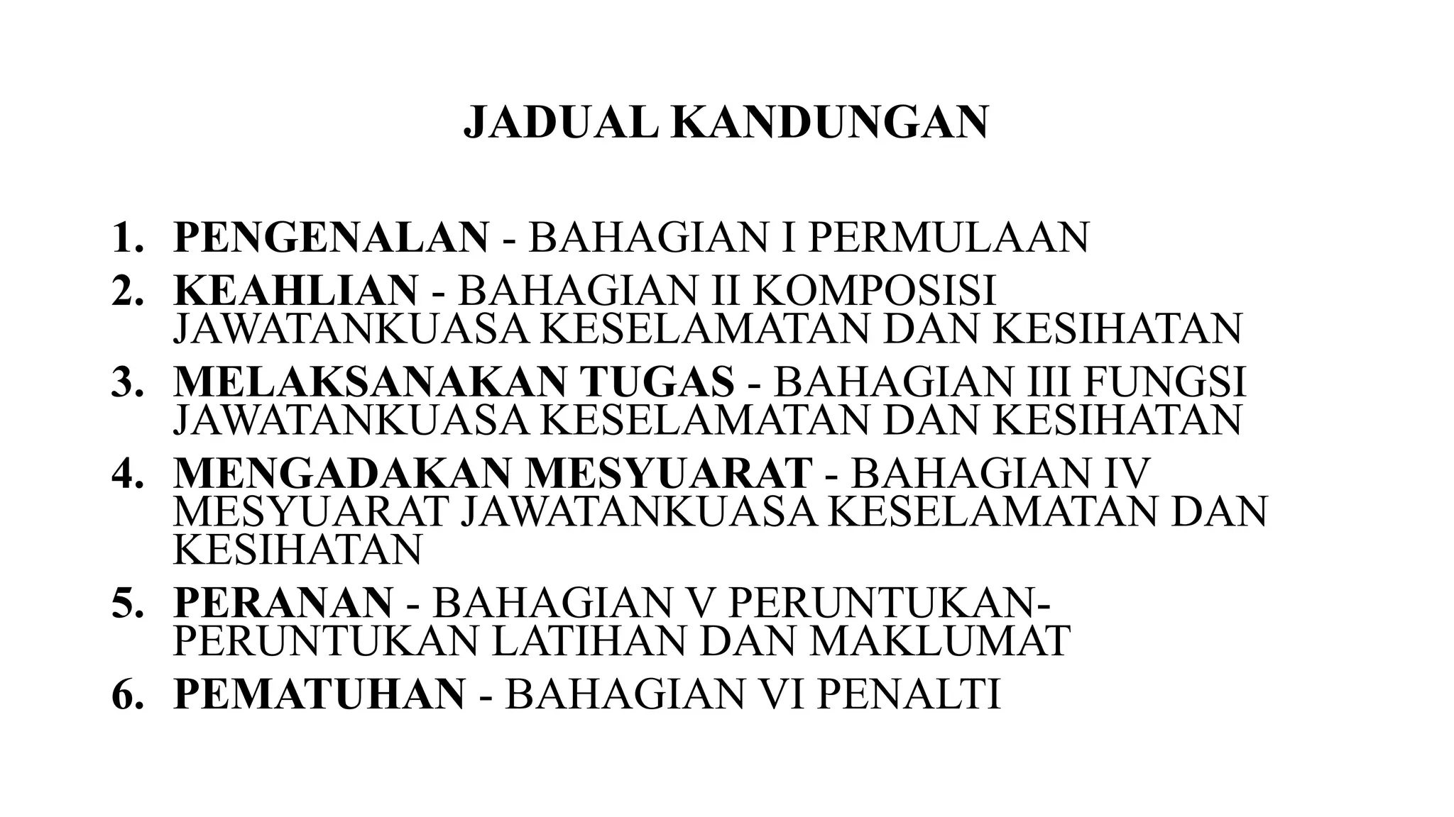 SAFETY HEALTH COMMITTEE IN WORKPLACE JKKP 1996 PPT