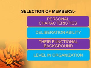 SELECTION OF MEMBERS:-
 