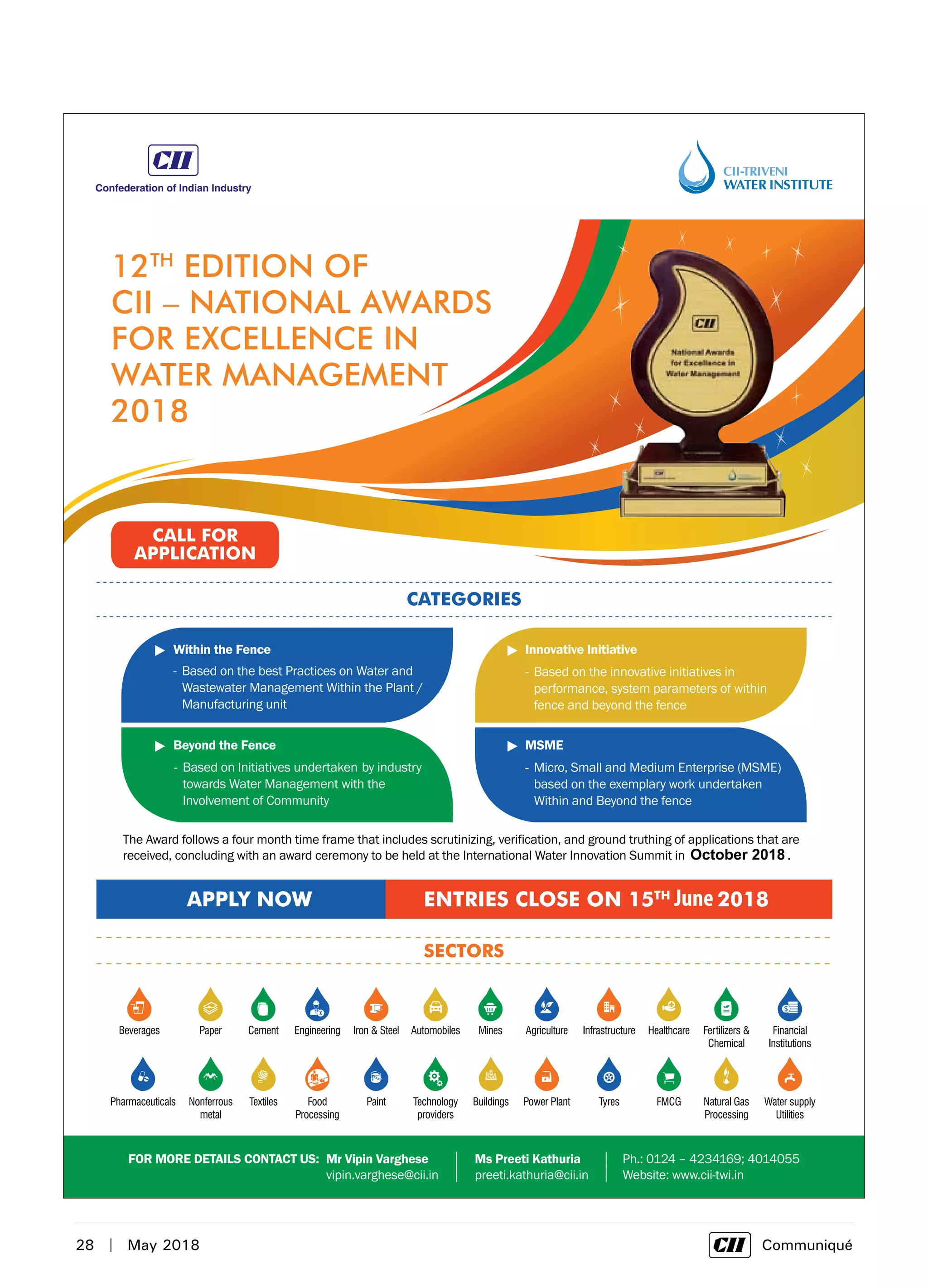 28  |  May 2018	 Communiqué
June
October 2018
 