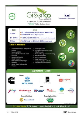 18  |  May 2018	 Communiqué
 