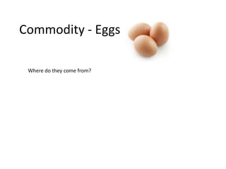 Commodity - Eggs

 Where do they come from?
 
