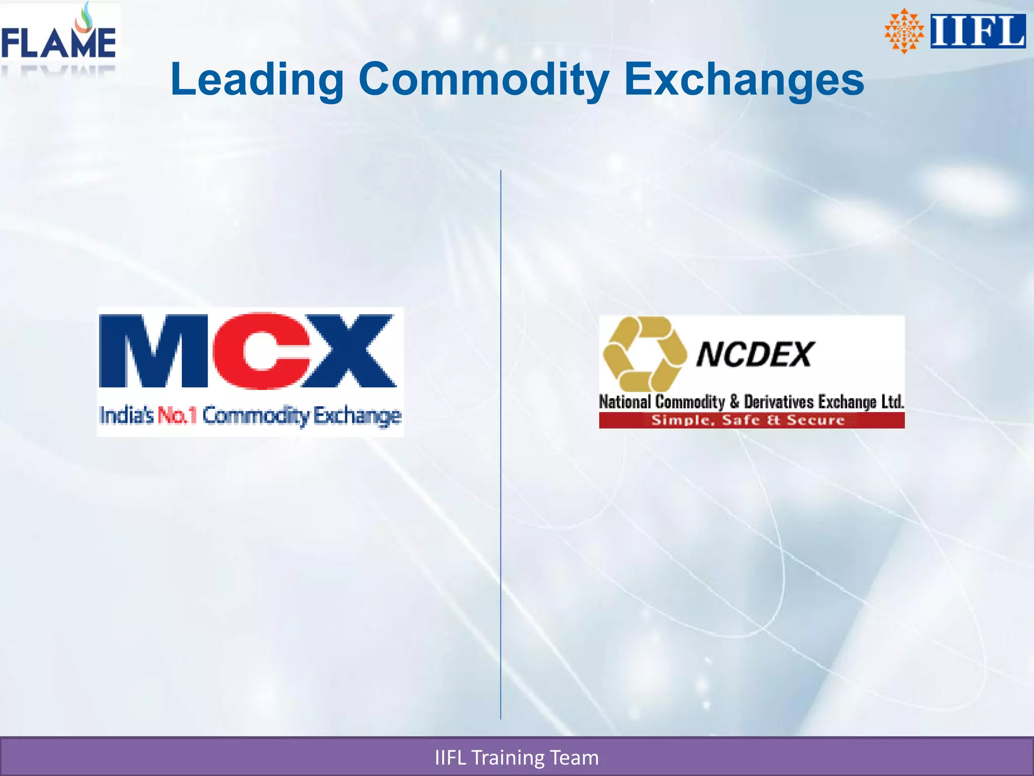 Leading Commodity Exchanges




          IIFL Training Team
 