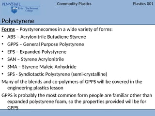 commodity plastics materials - AN OVERVIEW | PPT