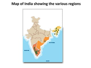 Map of India showing the various regions
 