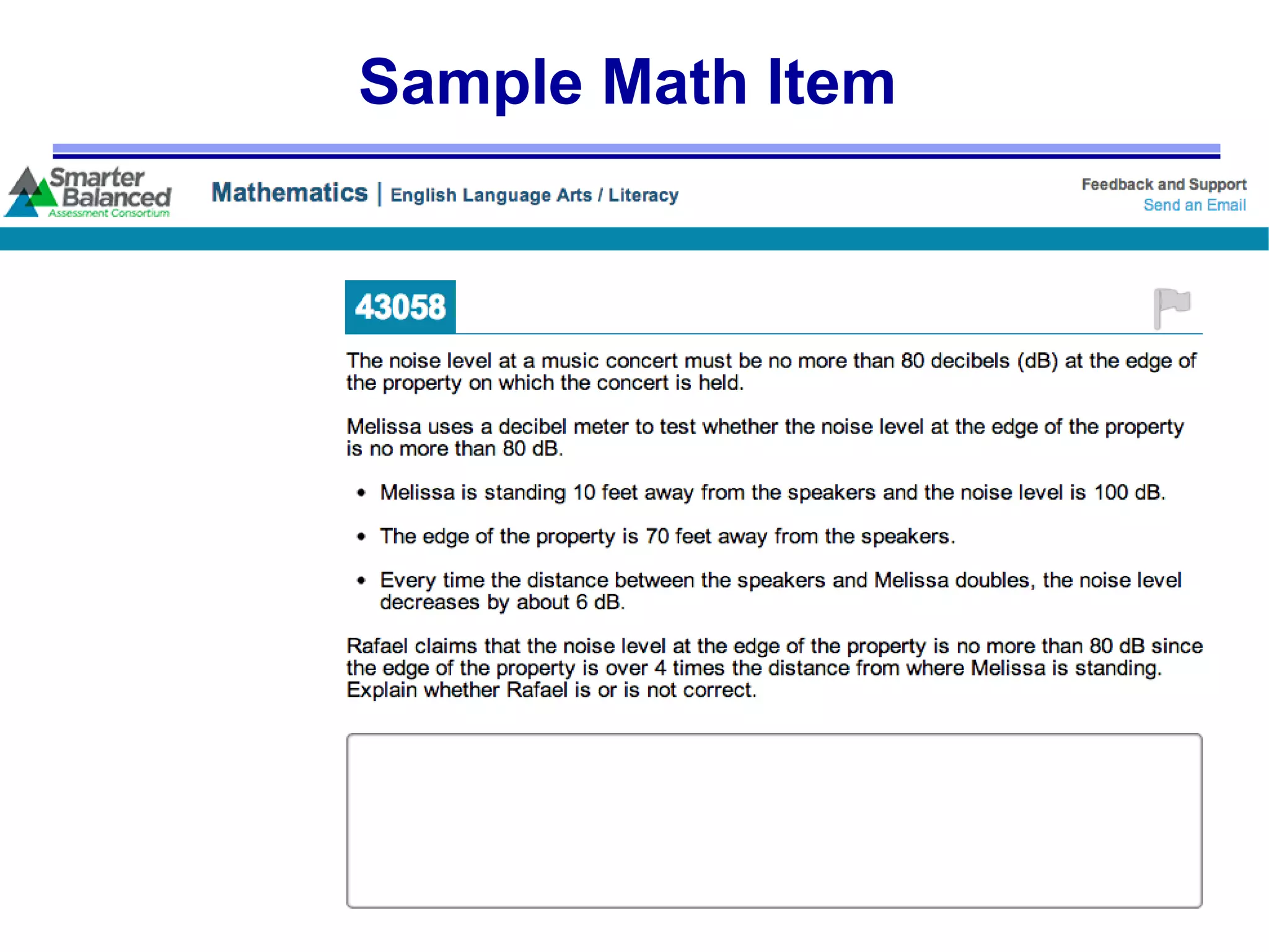 Sample Math Item
 