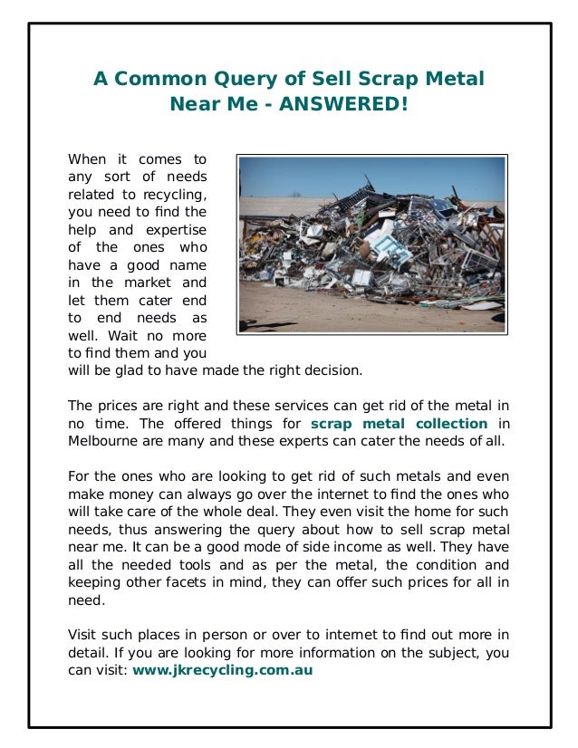 A Common Query of Sell Scrap Metal Near Me - ANSWERED!