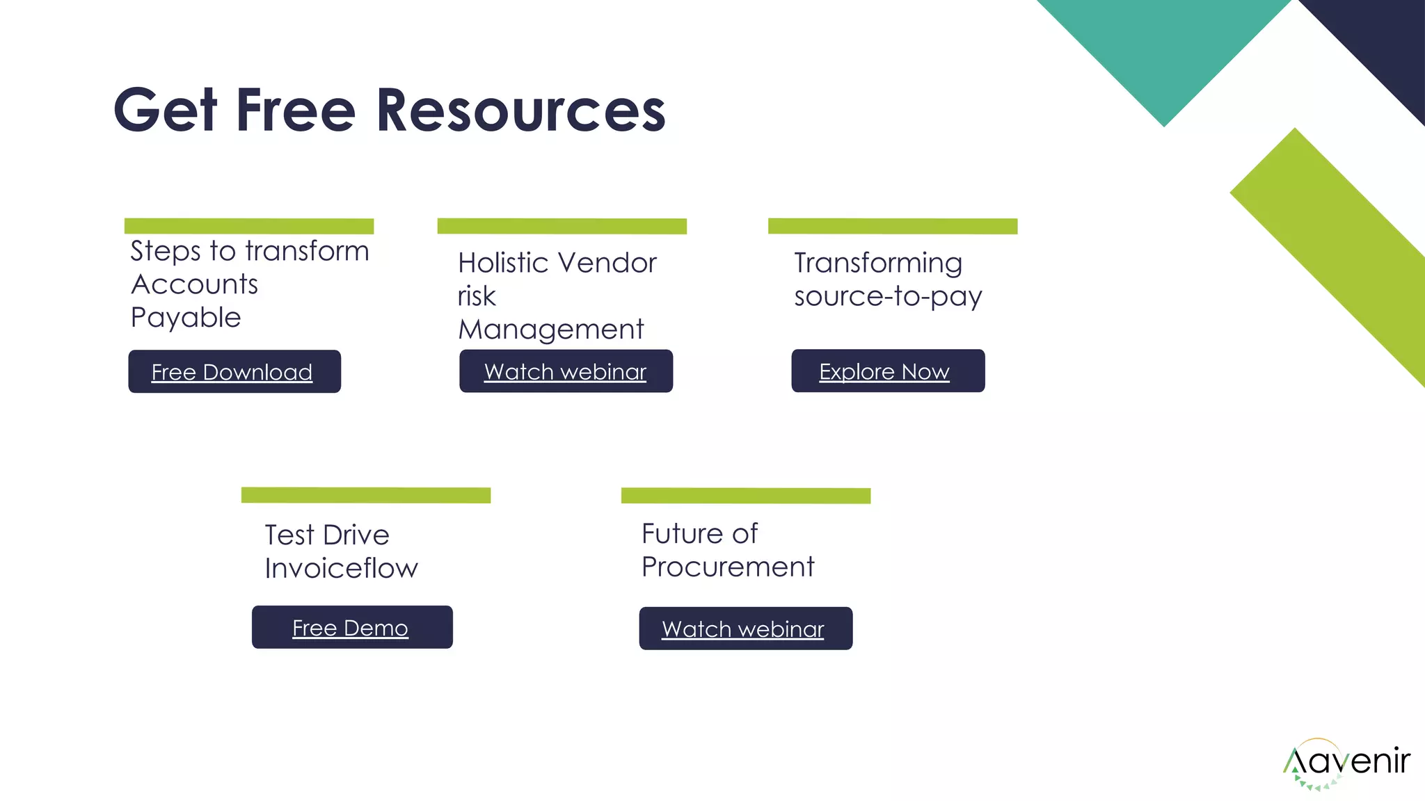 Get Free Resources
Steps to transform
Accounts
Payable
Free Download
Holistic Vendor
risk
Management
Test Drive
Invoiceflow
Future of
Procurement
Transforming
source-to-pay
Watch webinar
Free Demo Watch webinar
Explore Now
 