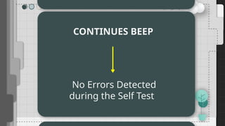 CONTINUES BEEP
No Errors Detected
during the Self Test
 