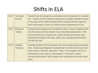 Shifts in ELA  