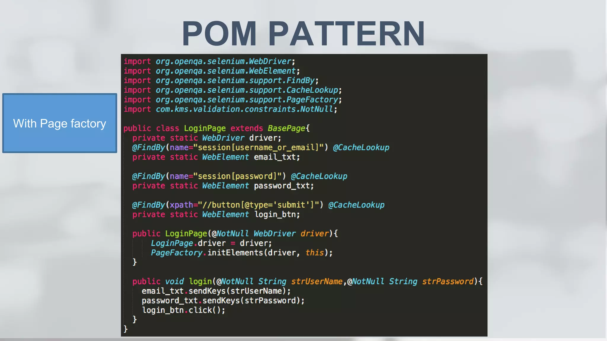 POM PATTERN With Page factory 