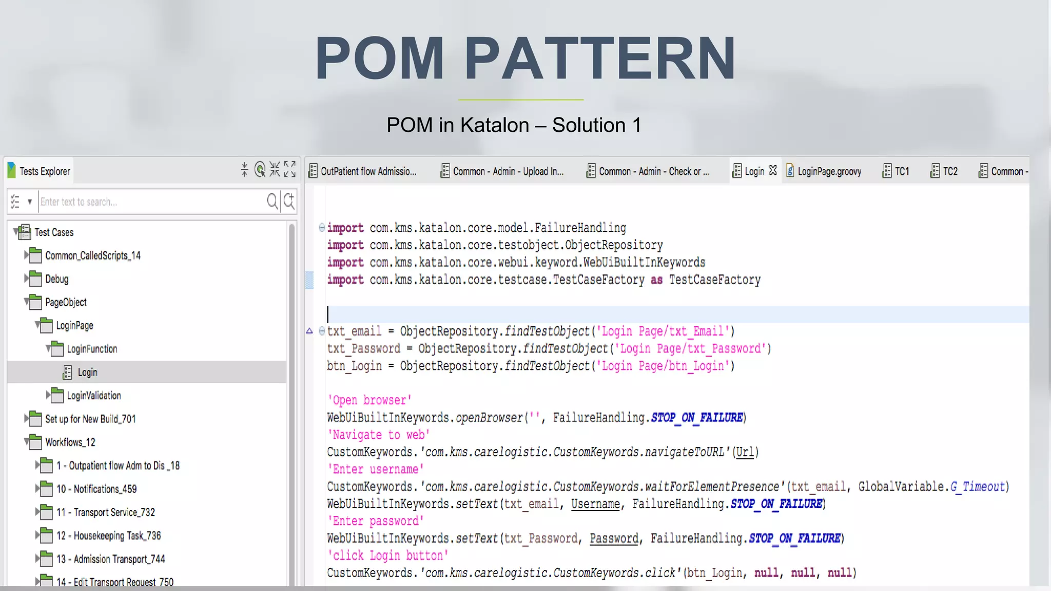 POM PATTERN POM in Katalon – Solution 1 