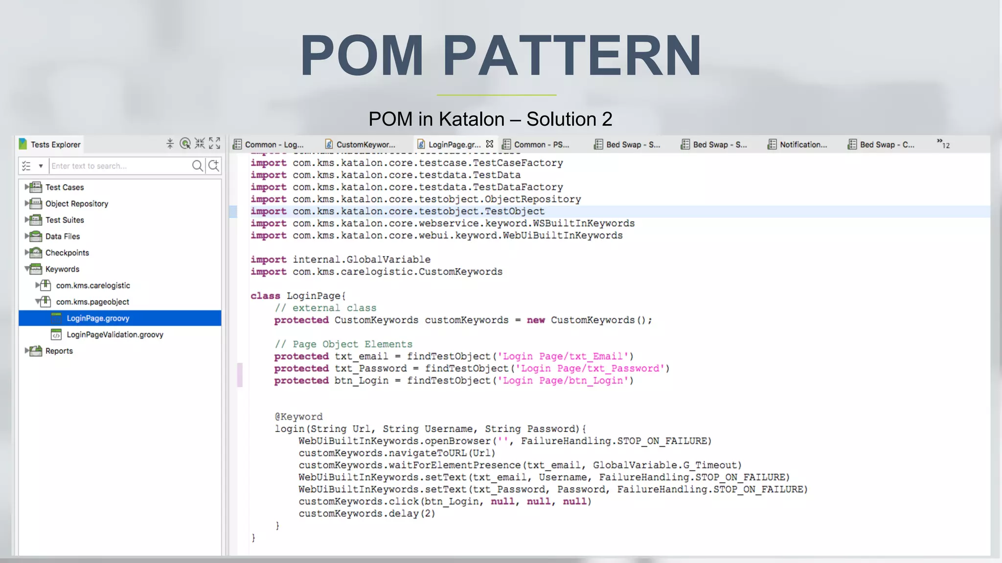 POM PATTERN POM in Katalon – Solution 2 