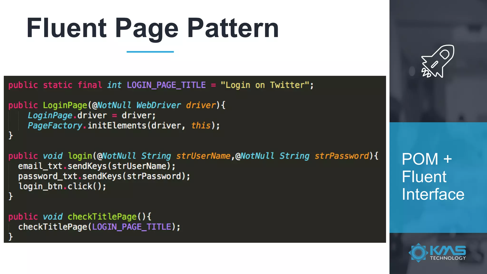 Fluent Page Pattern POM + Fluent Interface 