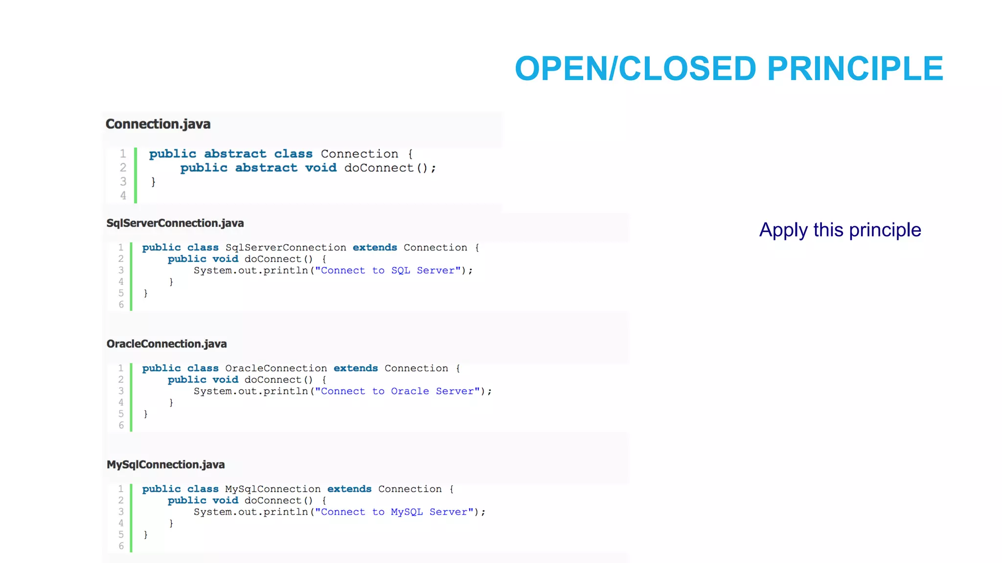 OPEN/CLOSED PRINCIPLE Apply this principle 