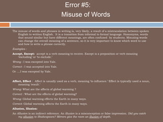 Usage Error Example Common Errors in Writing | PPTX