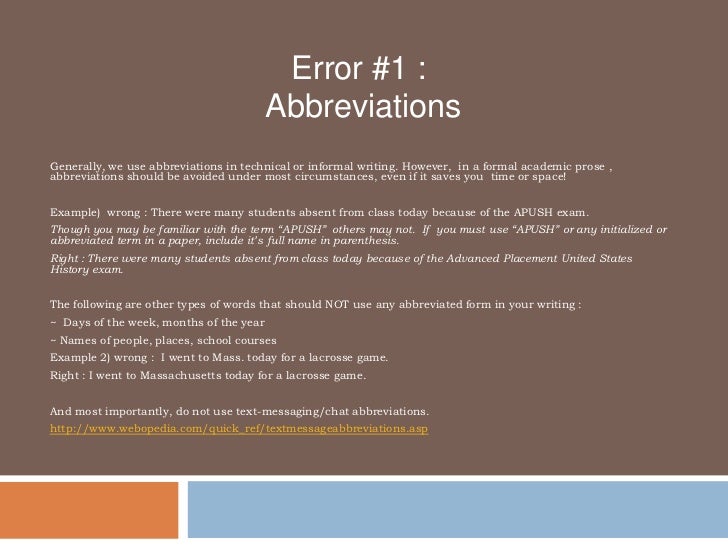 Common essay mistakes ppt
