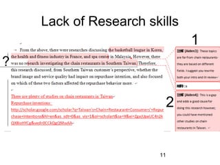 Lack of Research skills

1
?

2

11

 