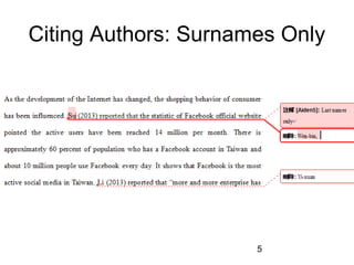 Citing Authors: Surnames Only

5

 