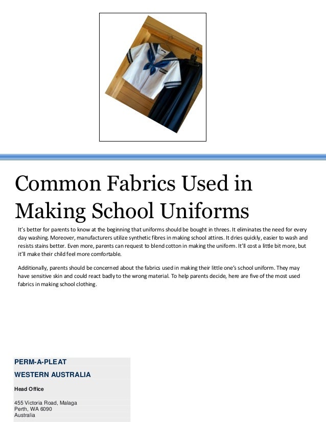 Common fabrics used in making school uniforms