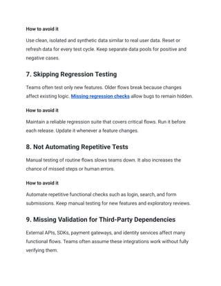 Functional Checks Common Functional Testing Mistakes and How to Avoid Them | PDF