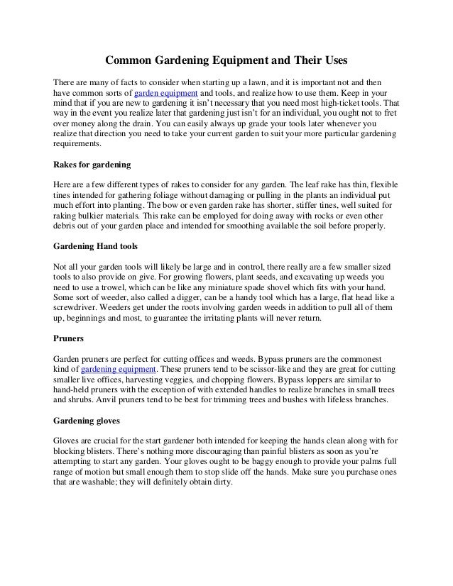 Common Gardening Equipment And Their Uses