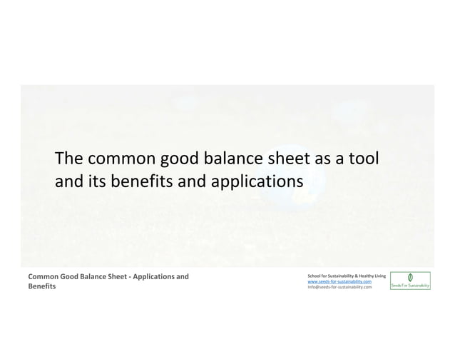 Common good balance sheet applications and benefits | PPT