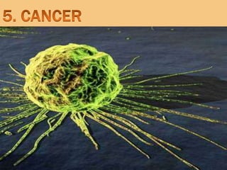 WHAT IS CANCER?
 Uncontrolled growth of abnormal cells in any
part of the body.
 Generally due to
1. chemicals (e.g. Fro...